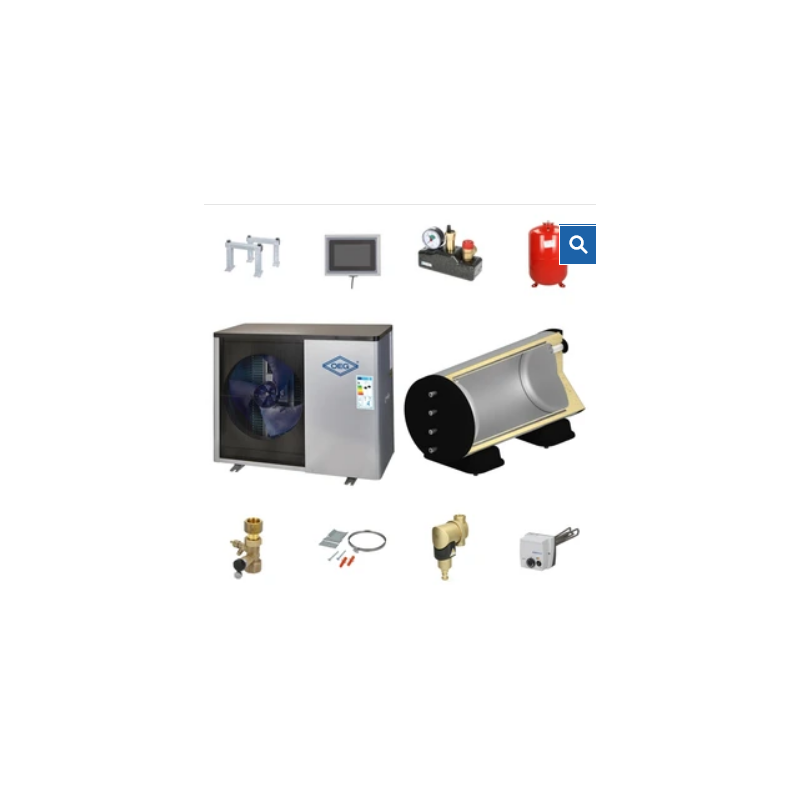 12 kW warmtepomppakket met 200 liter horizontaal buffervat