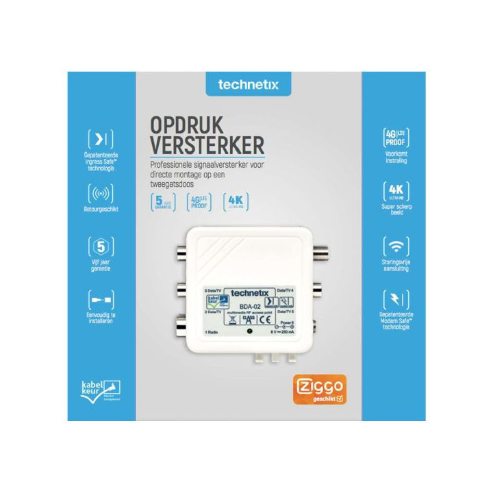 Technetix BDA-02-S SHOP Opdruk versterker Ziggo Geschikt