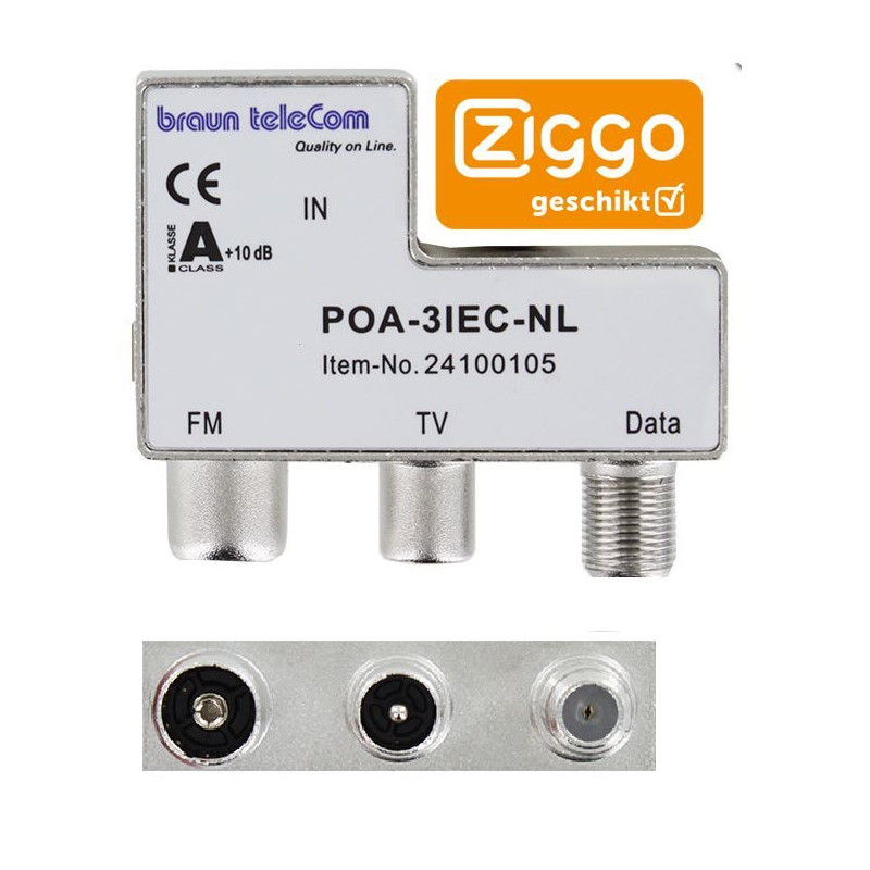 Braun Telecom POA 3 IEC-NL Radio-TV-DATA/Modem verdeler