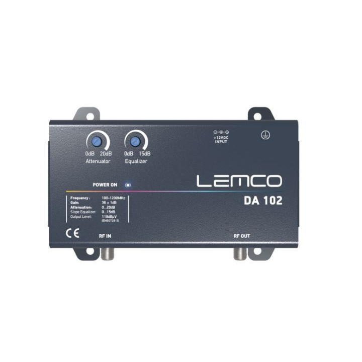 Lemco DA102 Full band 36dB/118dbuV output met equalizer