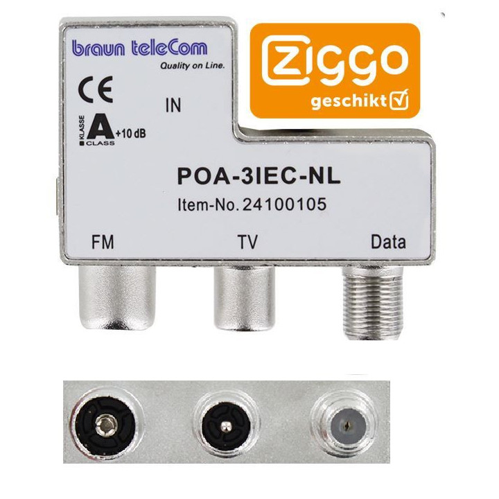 Braun Telecom POA 3 IEC-NL Radio-TV-DATA/Modem verdeler