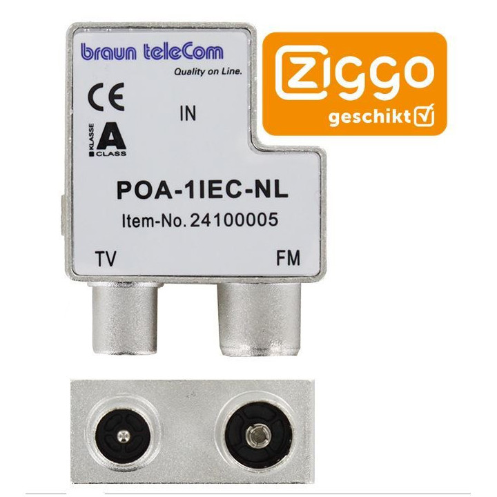 Braun Telecom POA 1 IEC-NL Opdruk verdeler TV-FM male/f-male
