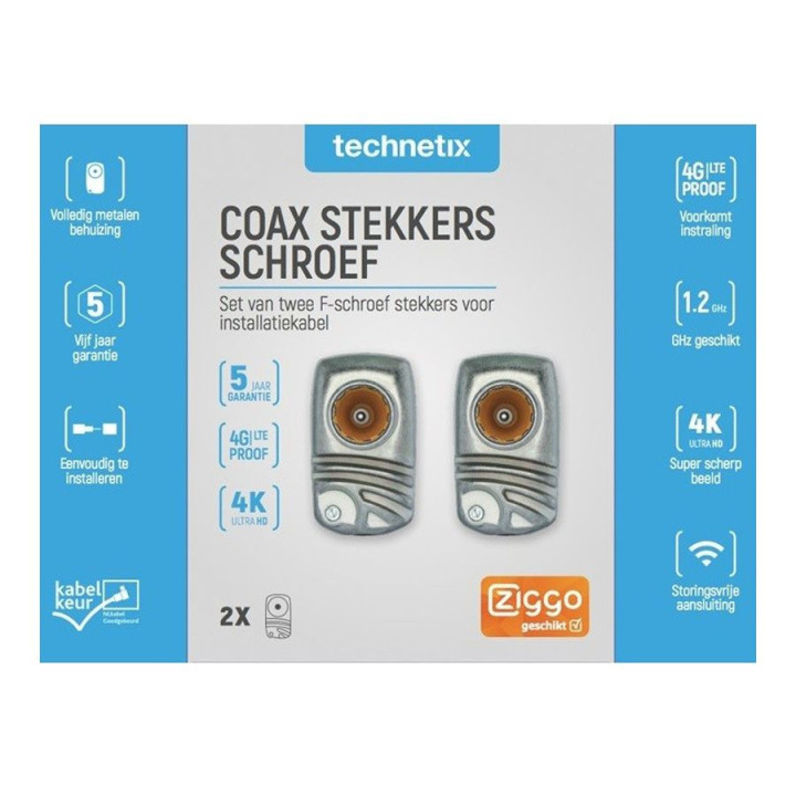 Technetix F-CON-A+S SHOP 2 x F-con. push-on Ziggo Geschikt