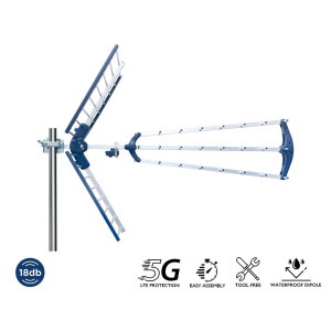 Edision 18db antenne UHF Yagi 470-694MHz 5G filter