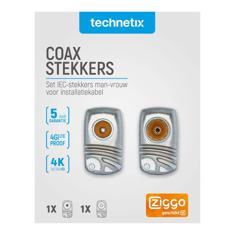 Technetix IECMF-A+S SHOP 2 x IEC Stekker m/f Ziggo Geschikt