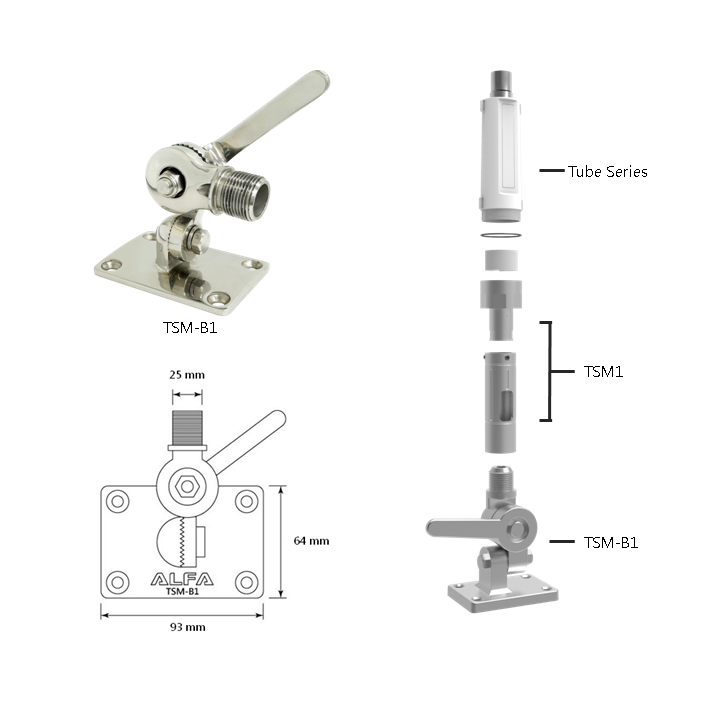 Alfa Network SET TSM/UC1+B1 RVS Marine Mount + Cable Adapt.