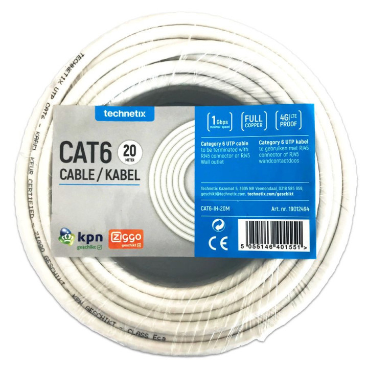 Technetix CAT6-IH-20M CAT6 UTP Installatiekabel 20 mtr. Eca
