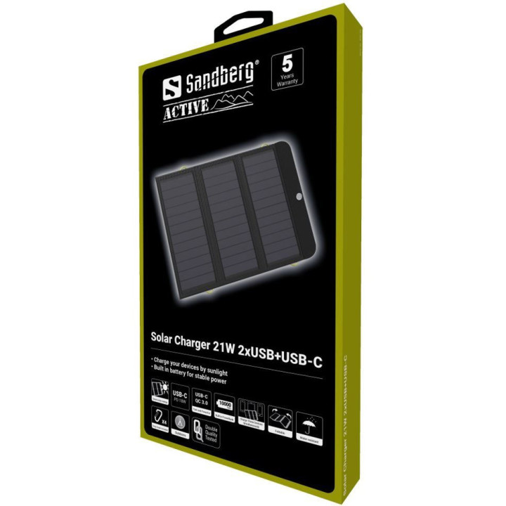 Sandberg Solar Charger 21W 2xUSB+USB-C