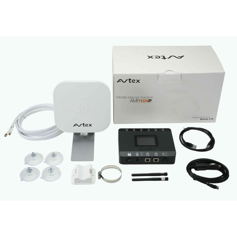 Avtex AMR104P complete kit 4G router R104X + ant. P55AN WIT,Avtex AMR104P complete kit 4G router R104X + ant. P55AN WIT