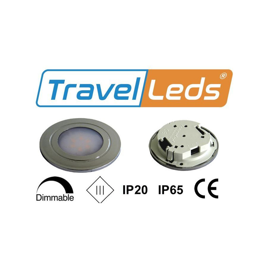 TravelLeds inb spot Ch 80mm 6+6 Leds 3K+6K schroef
