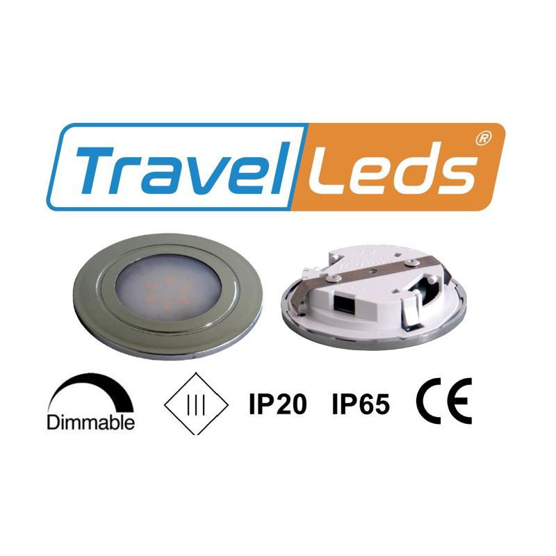 TravelLeds inb spot Ch 80mm 6+6 Leds 3K+6K klem