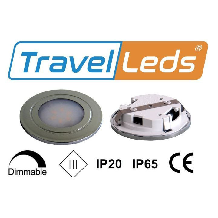 TravelLeds inb spot Ch 80mm 6+6 Leds 3K+6K klem