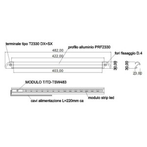 TravelLeds Lineaire alu zw COB 3K 422mm schakelaar/touch