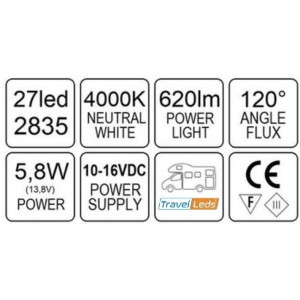 TravelLeds Buiten Wit 27 leds 4k COB 550mm