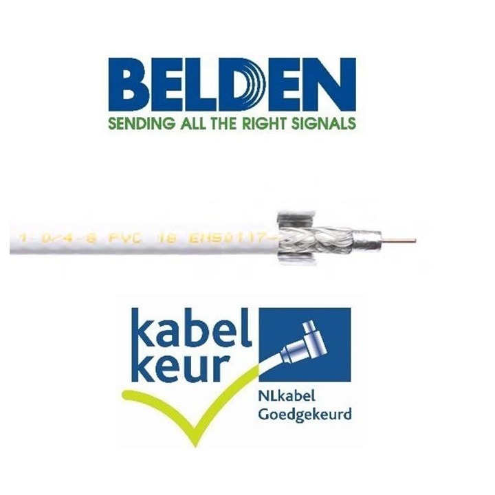 Belden H125D00 Coax DuoBond+ PVC KABELKEUR wit haspel 500 mt