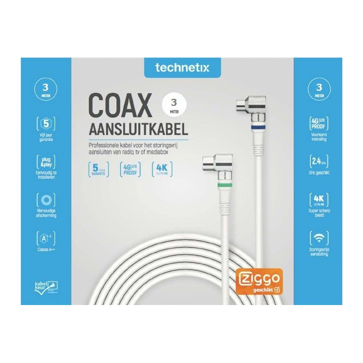Technetix RLA++21-3-S SHOP CATV IEC coaxkabel 3mtr. Ziggo