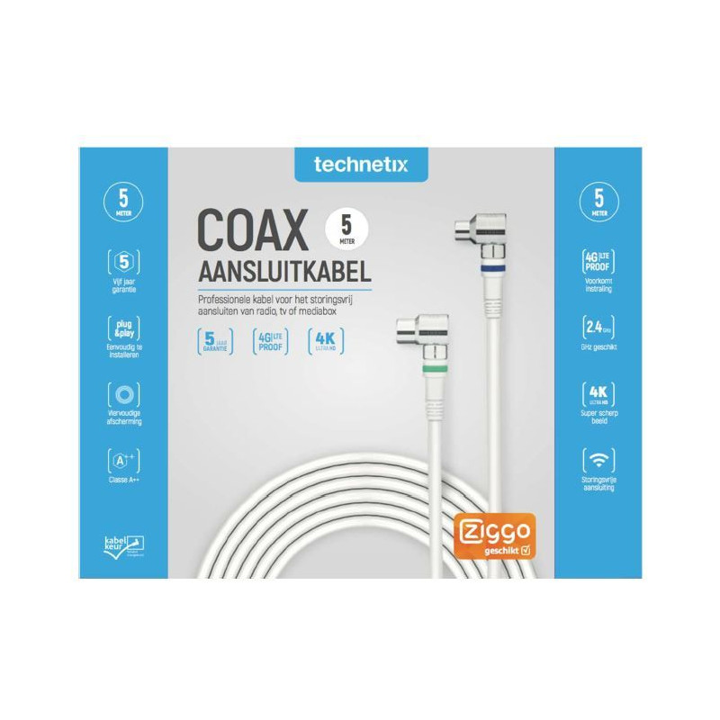 Technetix RLA++21-5-S SHOP CATV IEC Coaxkabel 5mtr. Ziggo