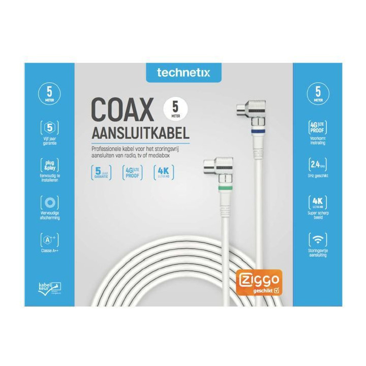 Technetix RLA++21-5-S SHOP CATV IEC Coaxkabel 5mtr. Ziggo
