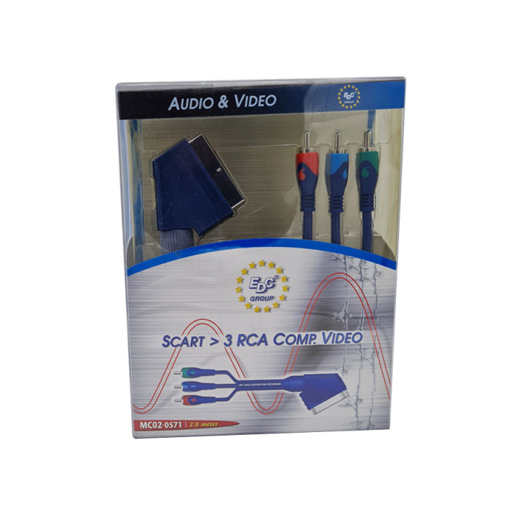 02-0571 Scart 3 Cinch RGB/Component 2 Mtr. / 58139 opop