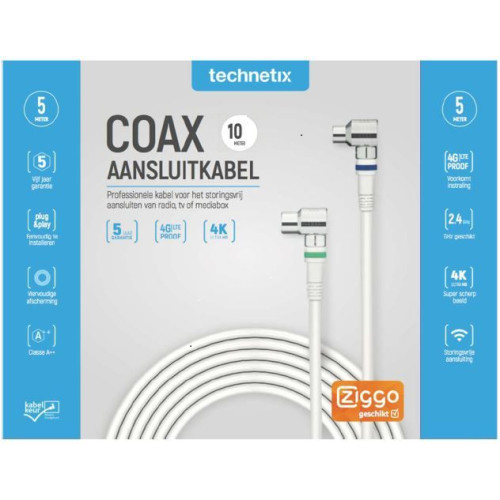 Technetix RLA++21-10-S SHOP CATV IEC Coaxkabel 10mtr. Ziggo