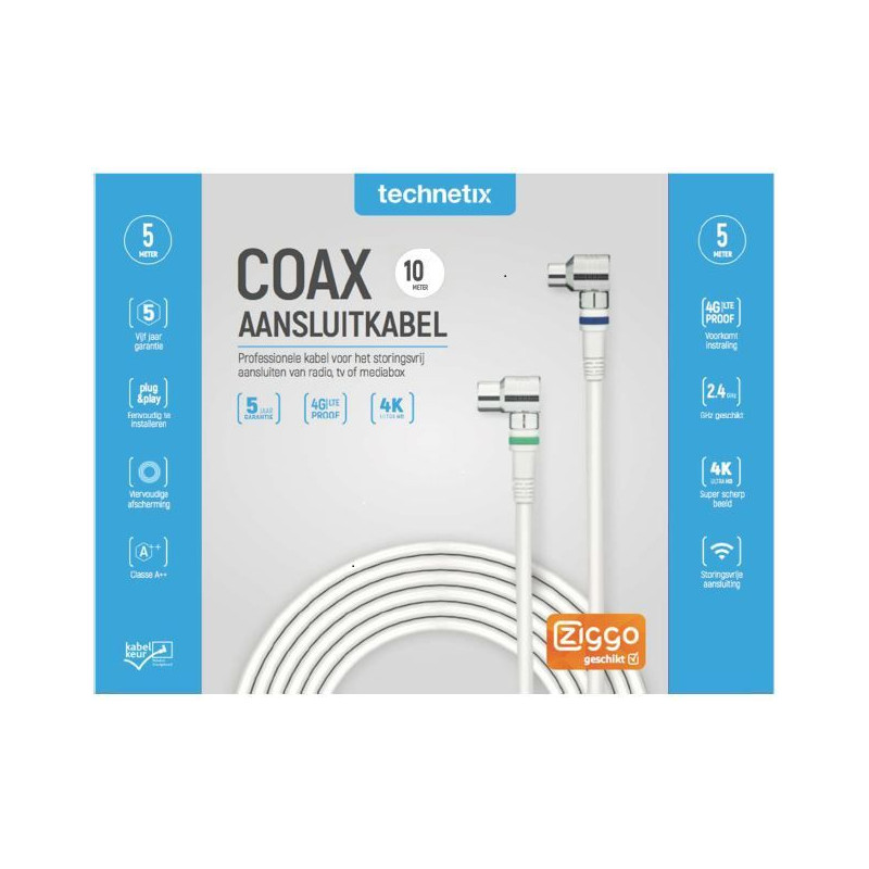 Technetix RLA++21-10-S SHOP CATV IEC Coaxkabel 10mtr. Ziggo