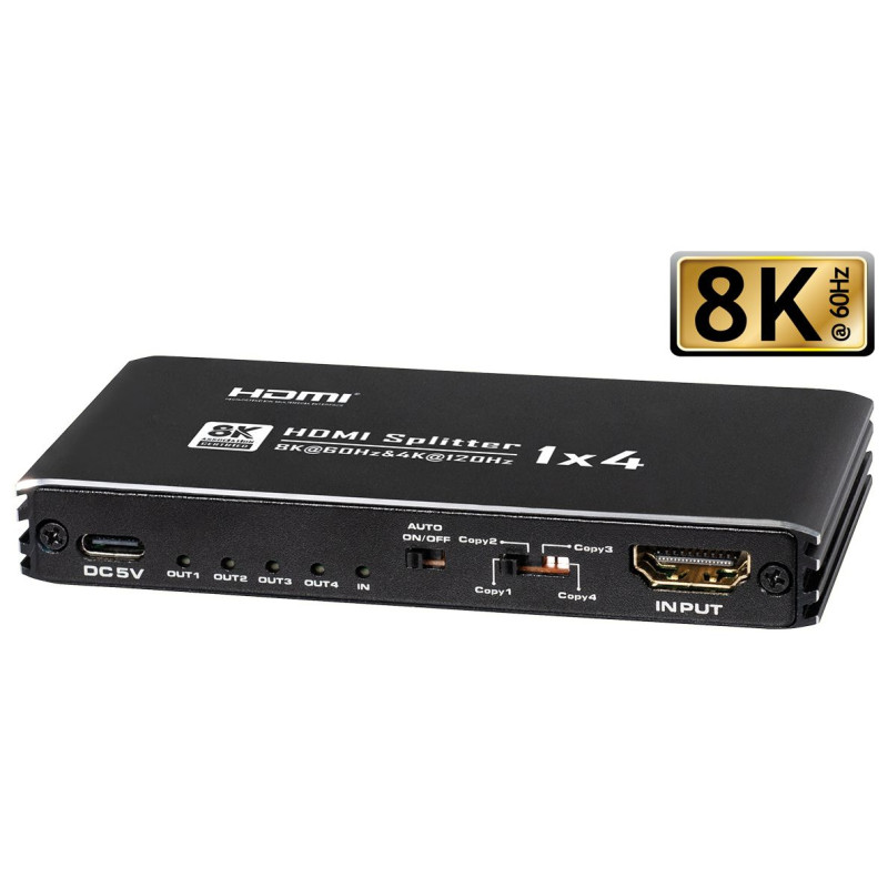 8K HDMI Splitter 1 in 4 uit
