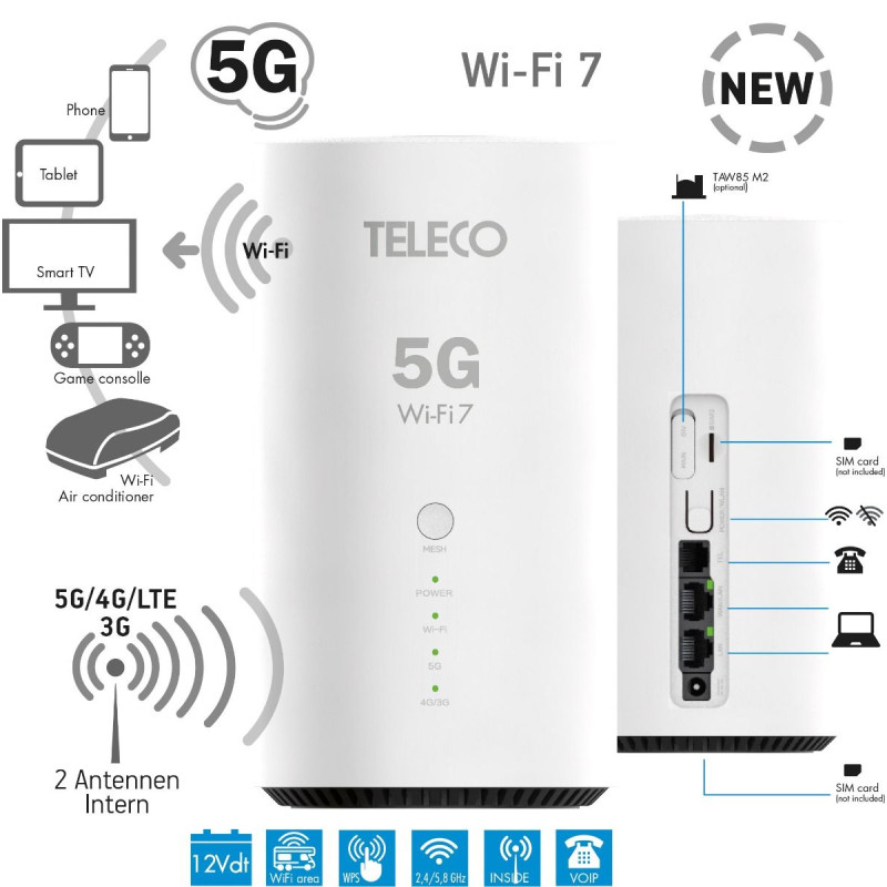Teleco WLT58EX 5G PORTABLE 12V WIFI ROUTER WIFI repeater