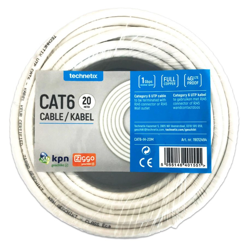 Technetix CAT6-IH-20M CAT6 UTP Installatiekabel 20 mtr. Eca