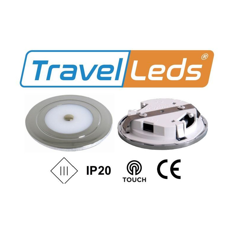 TravelLeds inb spot Ch 80mm 6 Leds 4K+blauw touch klem