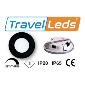 TravelLeds inb spot zwart 80mm 6+6 Leds 3K+6K klem