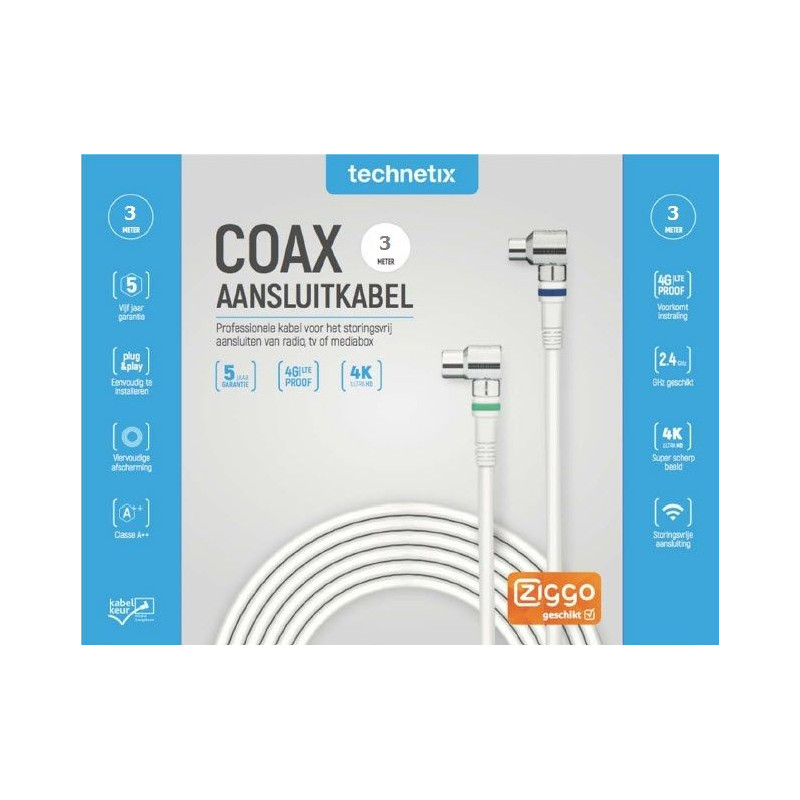 Technetix RLA++21-3-S SHOP CATV IEC coaxkabel 3mtr. Ziggo