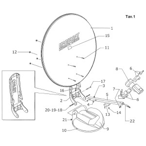Teleco 08995 spare part LNB draagarm Magicsat 850 (SLNB45)
